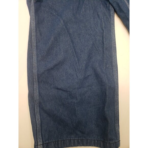 Liberty Overalls Mens Blue Canvas Bib Distress Carpenter Work Wear Size 42X30 - Picture 8 of 16